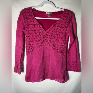 Vinatge Lily Pulitzer Y2K Crochet Pink Top Size S
